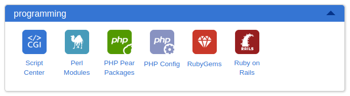 Programming section of cPanel showing PHP Config icon