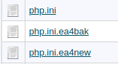 list of files showing php.ini, 
 php.ini.ea4bak and php.ini.ea4new.